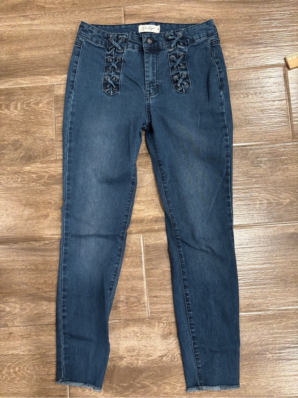 Jessica Simpson Dark Blue Side Lace-Up Front Skinny Jeans Size 28 Western